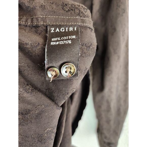 Zagiri Mens Brown Button-up Western Cowboy Yellowstone Shirt Size Large 24"X29" - Picture 4 of 9